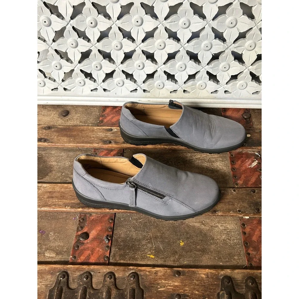 Hotter Comfort Concept Grey Leather Zip Slip On Loafers Shoe Size 6